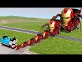 Big  small choochoo charles iron man vs cursed train thomas with triple head  beamngdrive