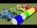 Loader of colors fendt 700 tractors vs colored mega cotton bales transport to sell point fs19