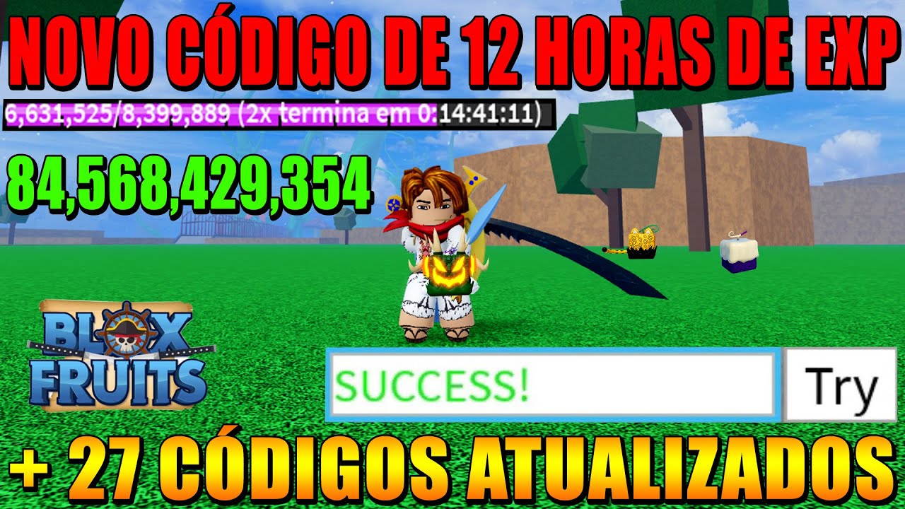 NOVO CÓDIGO DE 12 HORAS DE EXP + 27 CÓDIGOS ATUALIZADOS DO BLOX FRUITS - blox  fruit codes 