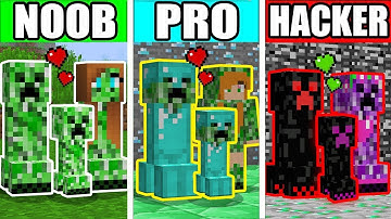 Minecraft NOOB vs PRO vs HACKER : CREEPER FAMILY LOVE BATTLE Challenge in Minecraft (Animation)