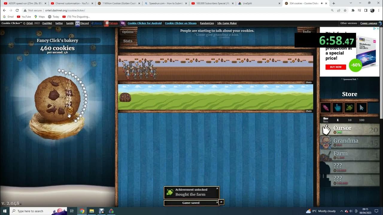 cookie clicker 1 million cookies speedrun (32m 16s.518ms) YouTube