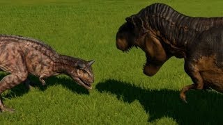 Carnotaurus (10.4m) vs Tyrannosaurus Rex (13.5m), Allosaurus (12m),...