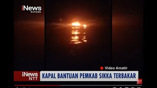 iNews NTT - Kapal Terbakar di Perairan Bola Kabupaten Sikka, 2 Nelayan Alami Luka Bakar