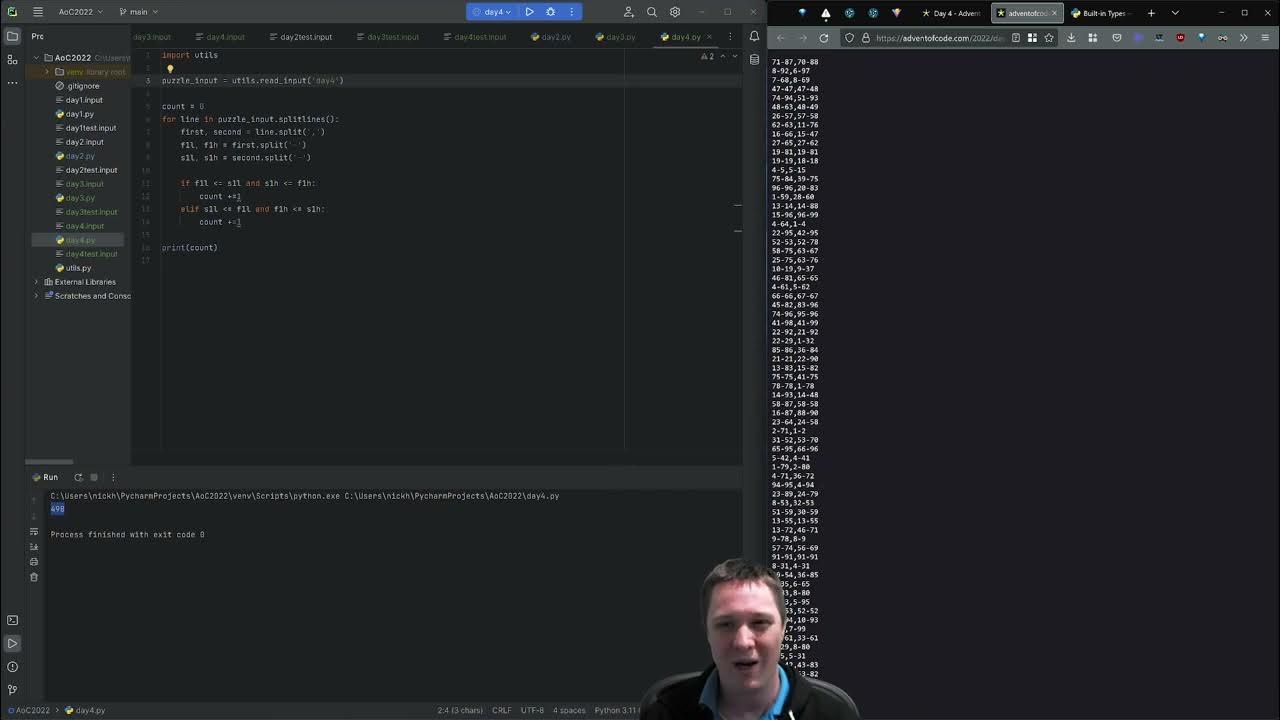 Advent of Code Day 4, 2022 (Python) YouTube
