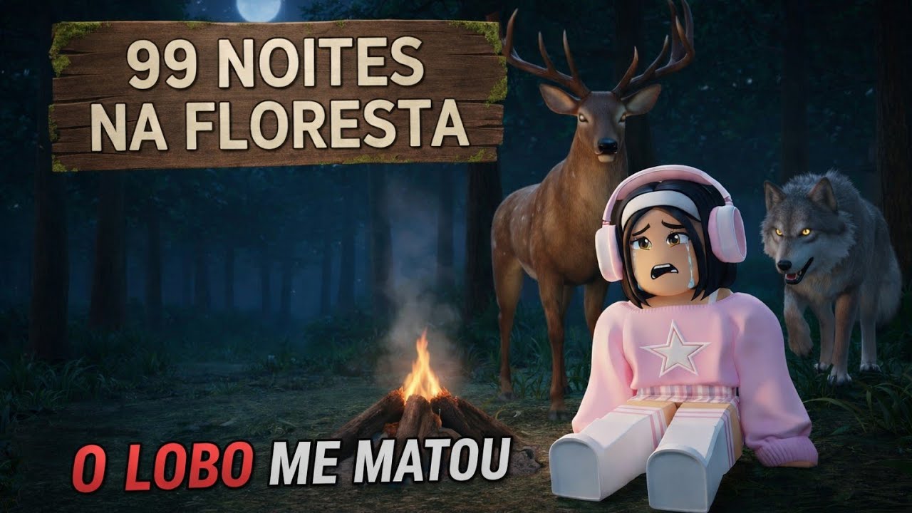 EU NÃO CONSEGUI! O lobo me pegou antes das 40 noites 😭🐺(99 Noites na Floresta) ROBLOX     