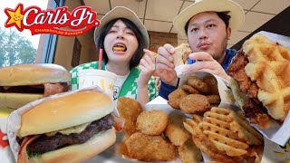 【美國速食介紹#6】最性感的漢堡店Carl's Jr. 創意新品試吃！熱蜂蜜炸雞鬆餅好吃嗎？