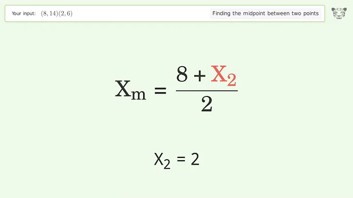 Find the midpoint between two points p1 (8,14) and p2 (2,6): Step-by-Step Video Solution