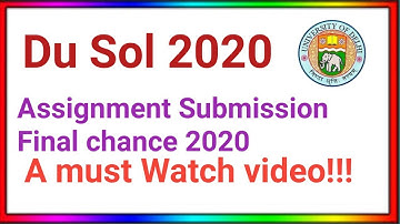 SOL Assignment portal Reopens 2020| One last opportunity!!