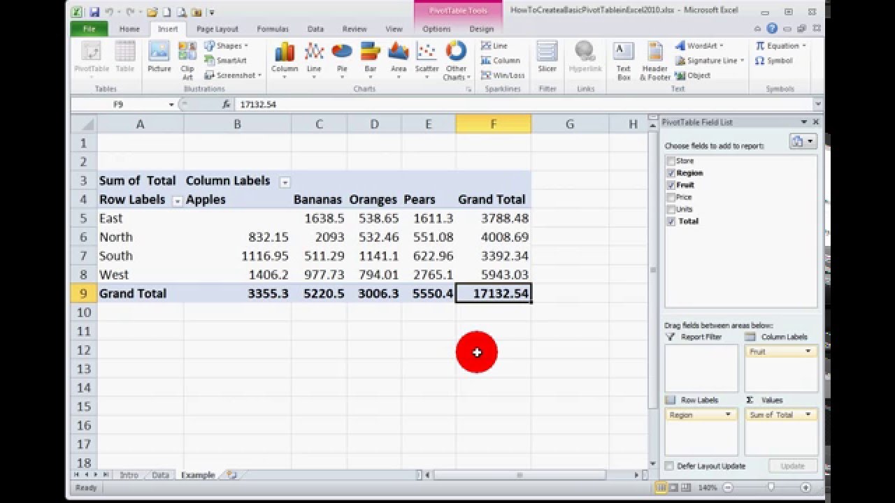 Basic Pivot Table In Excel 2010