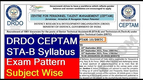 DRDO CEPTAM Senior Technical Assistant Syllabus and Exam Pattern Subject Wise