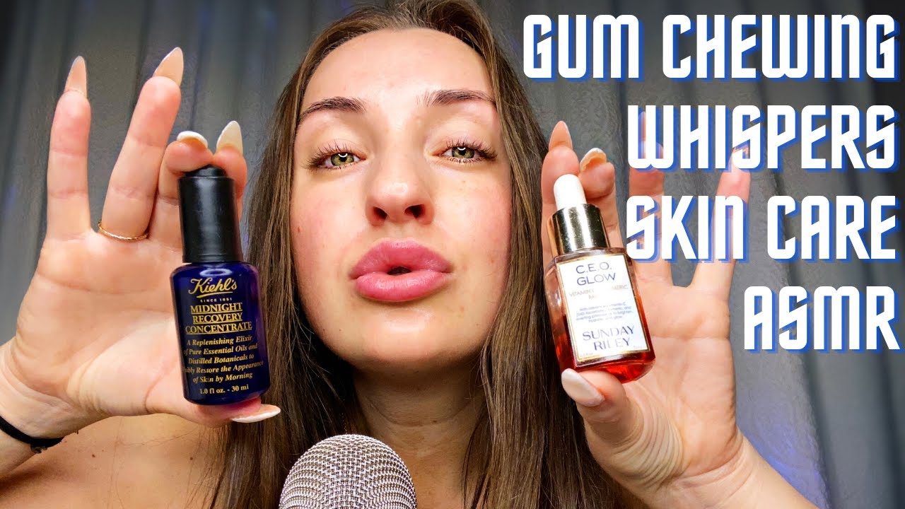 How to GLOWASMR Skin Care application(all whispered asmr) gum chewing