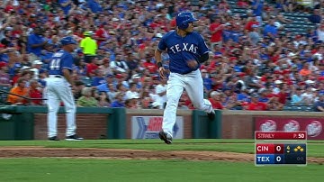 CIN@TEX: Beltre opens the scoring with an RBI single