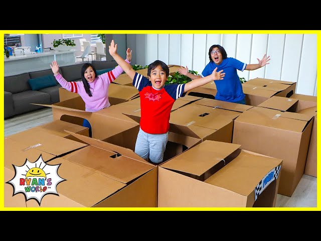 Box Fort Maze Ryan's Mystery Playdate at Home Challenge!!! class=