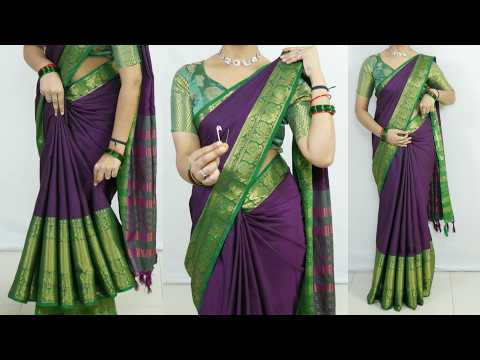 Cotton Silk Saree draping Style Steps For Beginners | How to wear a Saree | Latest Saree drape