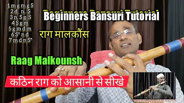 Raag Malkounsh | मालकौंश राग बांसुरी पर आलाप बजाना सीखें | Beginner Bansuri  Tutorial | Anjani Flute