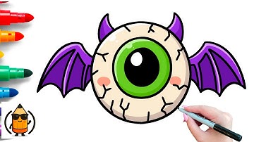 How To Draw An Eyeball Bat | Halloween Drawing Tutorial 
