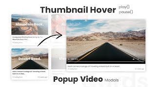 Card Layout With Playable Thumbnails On Hover | With On Click Popup Modals - Html, CSS & Javascript