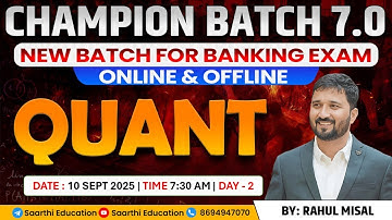 New Batch for Banking Exams | Quantitative Aptitude Day -2 | By :- Rahul Misal Sir #bankingexams