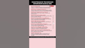 Maintenance Technician Interview Questions And Answers