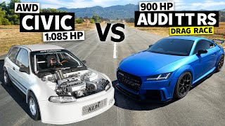 Closest Matchup YET! 1085hp Honda Civic vs 900hp Audi TT RS Drag Race \/\/ THIS vs THAT