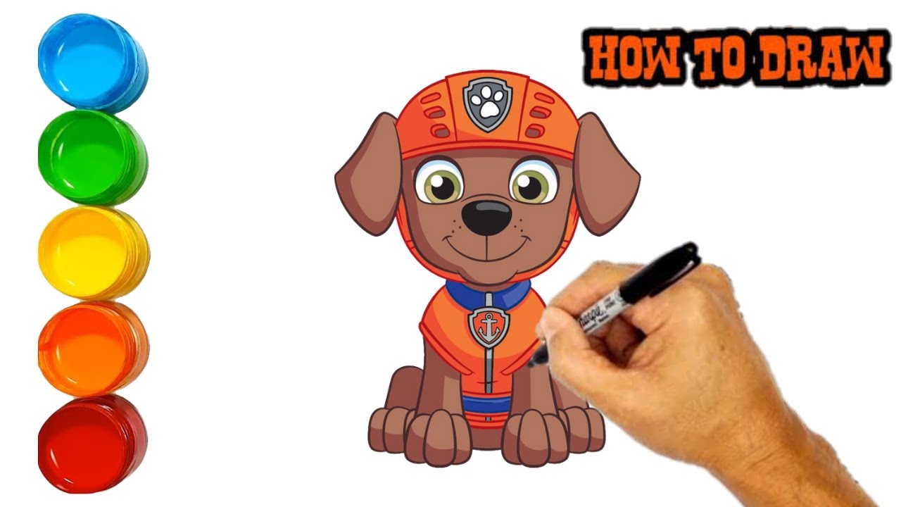 How to draw Paw patrol Zuma | Paw Patrol Coloring book ...