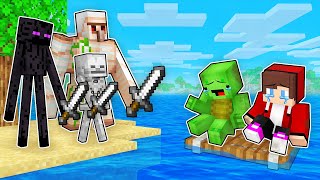 Mikey and JJ Stuck On The Island With Mobs in Minecraft (Maizen)