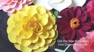 Free paper flower templates and tutorial for beginners