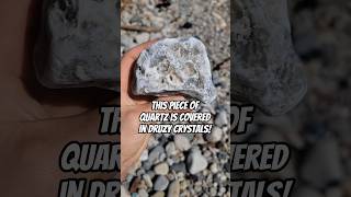 This piece of quartz is covered in druzy crystals! #lakemichigan #rockhounding #quartz #beachfinds