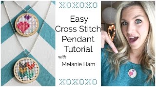 Easy Cross Stitch Pendant Tutorial Subscribe for more Crafty Videos! http://bit.ly/MelanieHam More DIYs http://bit.ly/NoSewDIY Follow me on Social!