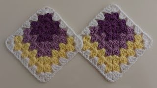 ÜÇ BOYUTLU HANIM DİLENDİ KARE MOTİF YAPILIŞI  / GRANNY SQUARE / MOTİFLİ ÖRGÜ BATTANİYE MODELLERİ