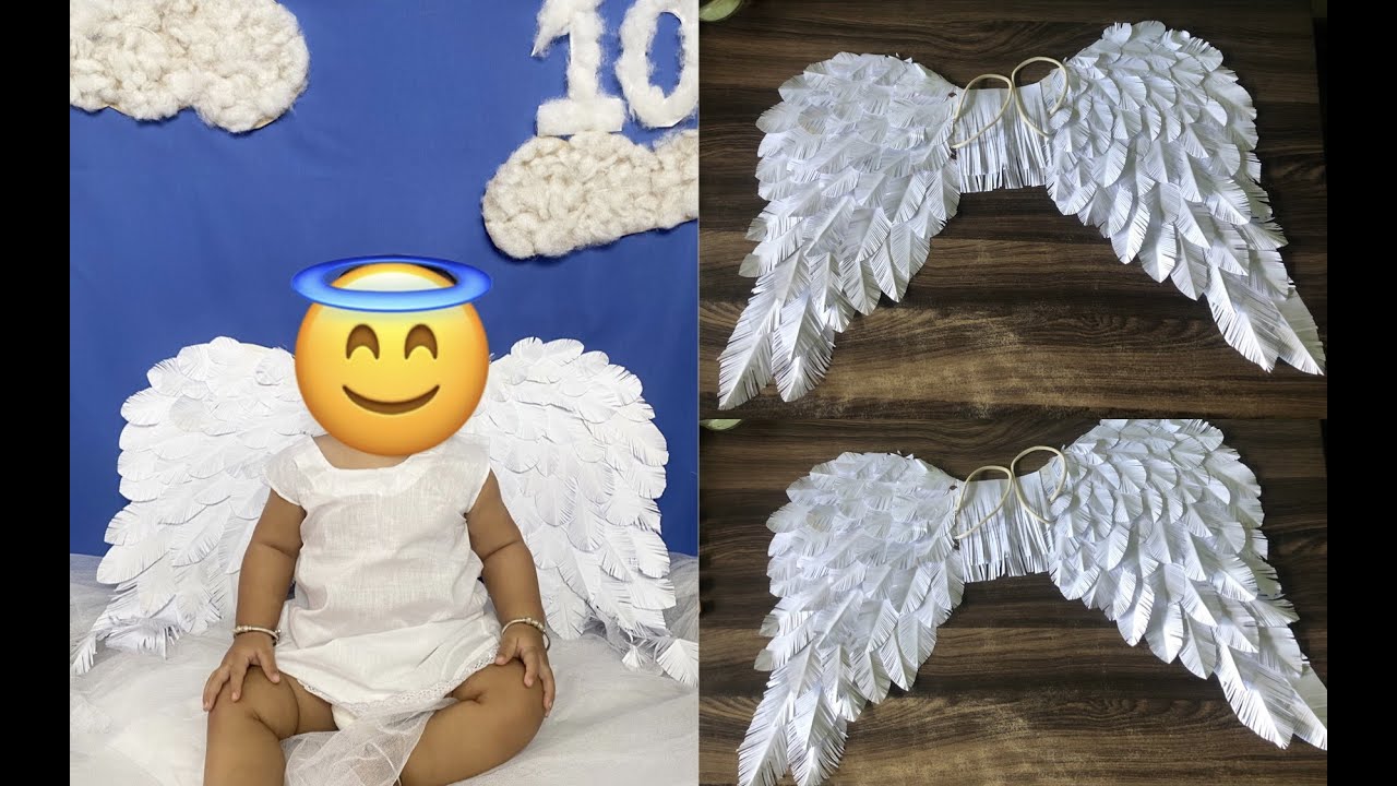 DIY Angel Wings with Cardboard and Paper, Make your own wings for  photoshoot prop