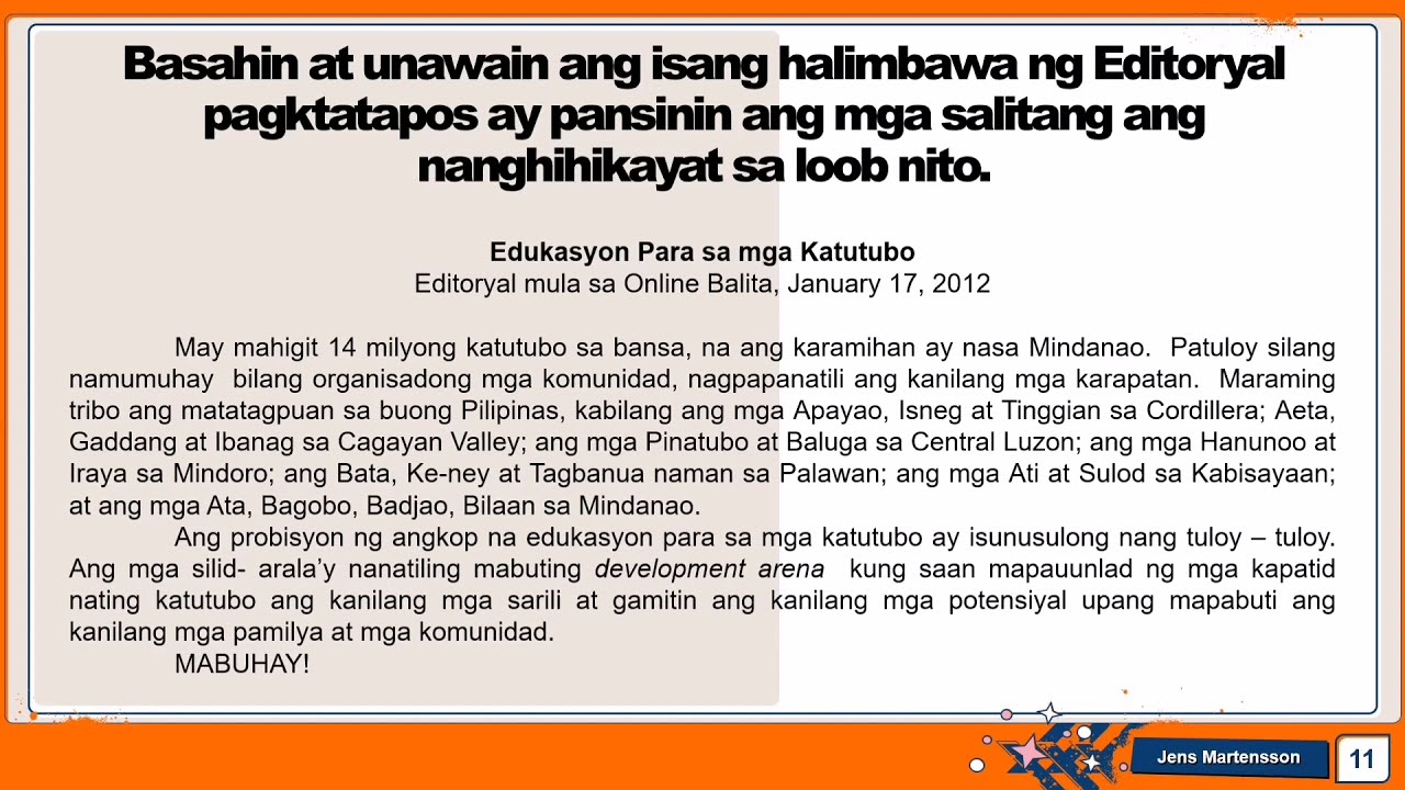 Halimbawa Ng Editoryal Na Nanghihikayat Ng Halimbawa 2021