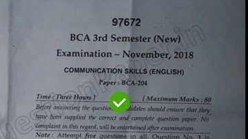 [2018] Mdu BCA 3rd Sem Communication Skill Question Paper #MduQuestionPaper