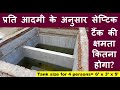 Septic tank capacity as per Person for House  प्रति आदमी के अनुसार सेप्टिक टैंक की क्षमता कितना होगा