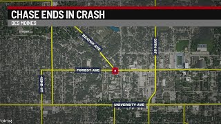 Des Moines stolen car chase ends in crash, teen's arrest