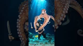 Fight of octopus and man under sea#shorts#ai#trending#shortsfeed#viral#explore #viraltoday#trend