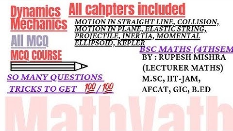MCQ of dynamics | Bsc 4th sem maths | Mechanics MCQ | #mcq | #ddu | #dbrau | #mathvath |