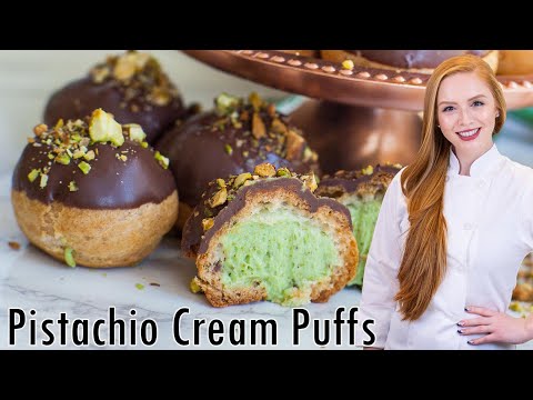 Chocolate Pistachio Profiteroles