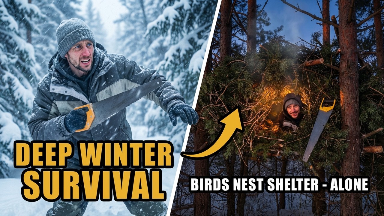 Birds Nest Shelter Survival in Deep Winter Snow | Bushcraft Camping ...