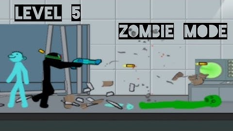 Anger of stick 5 : zombie gameplay (level 5 walkthrough) friend with hutchet / microgun weapon
