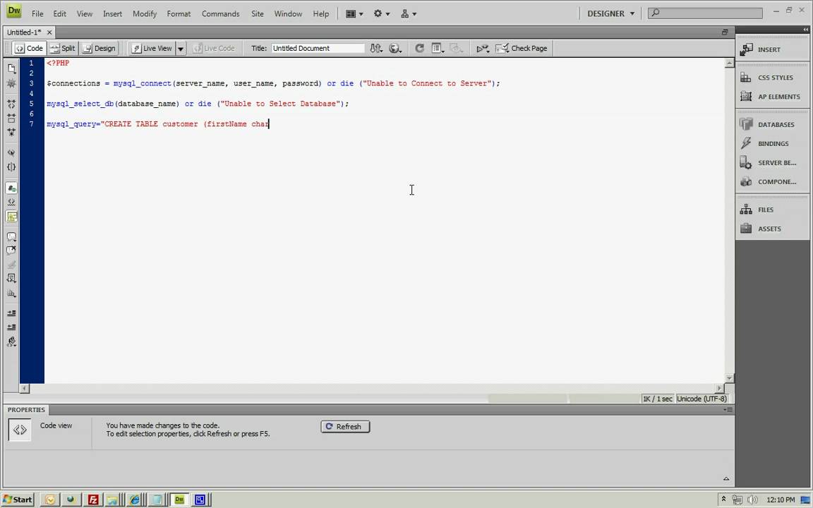 Connect To mySQL server and create a table via PHP - YouTube