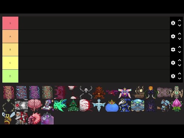 A tier list of the Terraria bosses (based on difficulty) made by