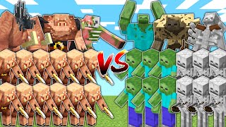 PIGLIN ARMY vs ZOMBIE and SKELETON ARMY in Mob Battle