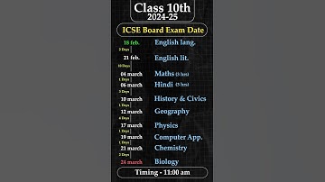 Final Date Sheet || ICSE class 10th Exam Date || #icseboard #examdate  #class   #class10sciencemcqs