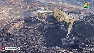 Mega Mining Operation! CAT 390D & 390F Excavators Loading Massive Dump Trucks| Real Coal Mine Action