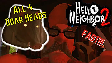 GET ALL 4 BOAR HEADS | Hello Neighbor 2 | Hunter House