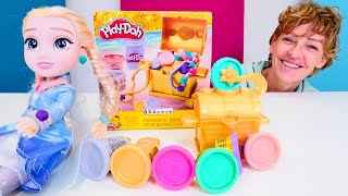 Hamur oyunları! Karlar Ülkesi - prenses Elsa için play doh ile takı yapalım!