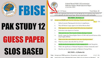 Pakistan Studies 12 Guess Paper 2022 | Federal Board