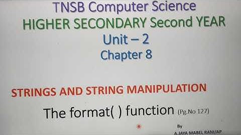 The format() function in python with Example, Part 5, in Tamil, Chapter 8,  A.Jaya Mabel Rani/AP