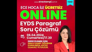 2024 Yds Çikmiş Paragraf Soru Çözüm Dersi̇ I Ece Hoca